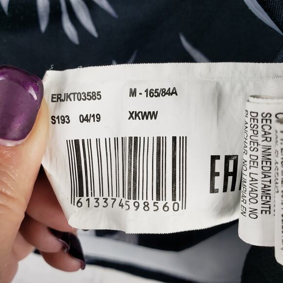 Roxy Women's M Long Sleeve Rash Guard Sun Shirt Black White Floral Hawaiian - Picture 8 of 11